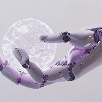 Robotic hand representing innovation